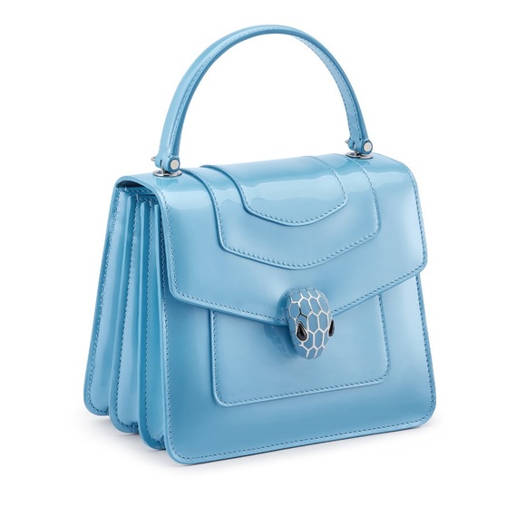BVLGARI Handbags - Bvlgari Bulgari Serpenti Forever Top Handle Blue Silver Hardware Snake Head